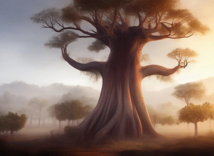 00703-3052548317-a highly detailed epic cinematic concept art CG render digital painting artwork_  big baobab treehouse in misty desert with  tem.webp